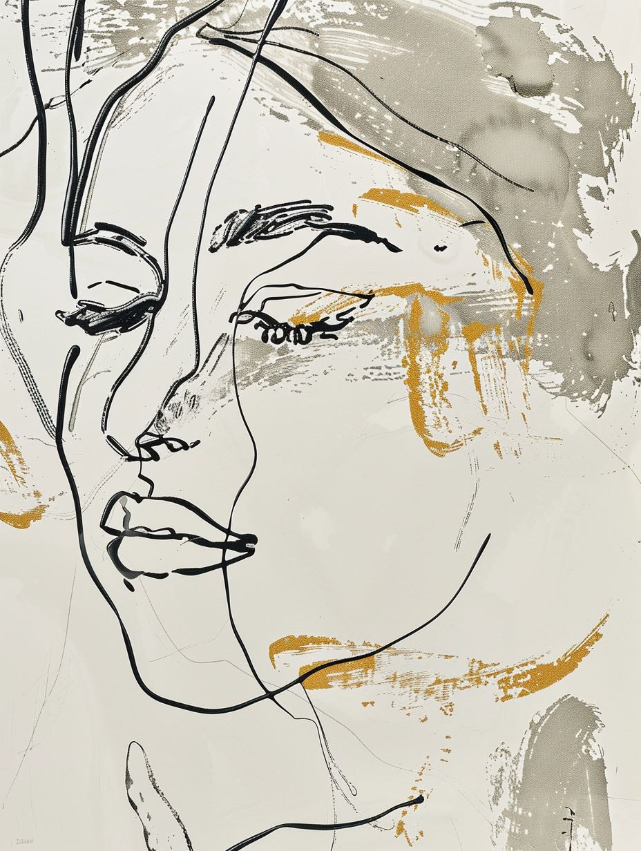 Abstract Ochre Line Portrait - Image 2