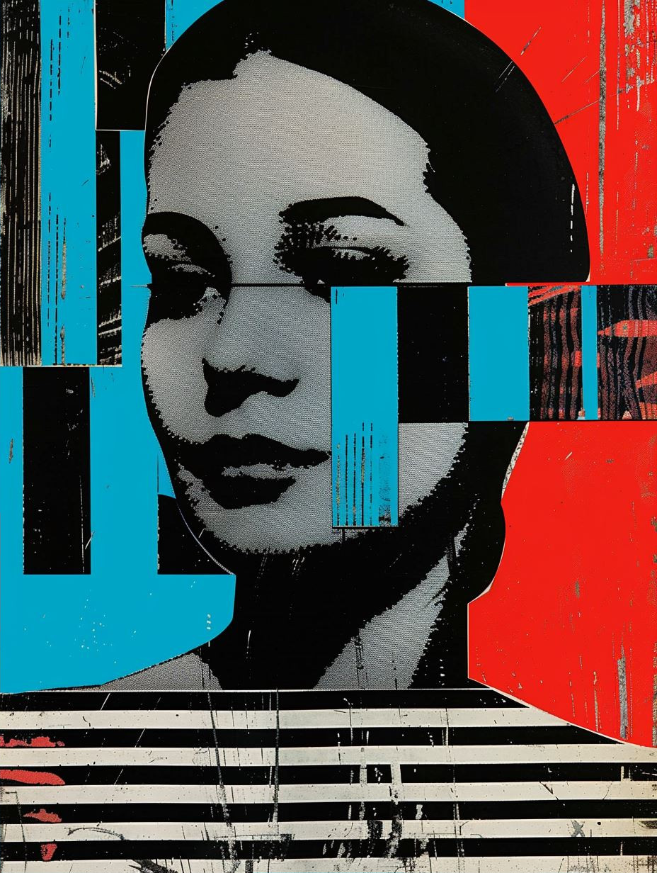 Fragmented Gaze in Neon Contrast