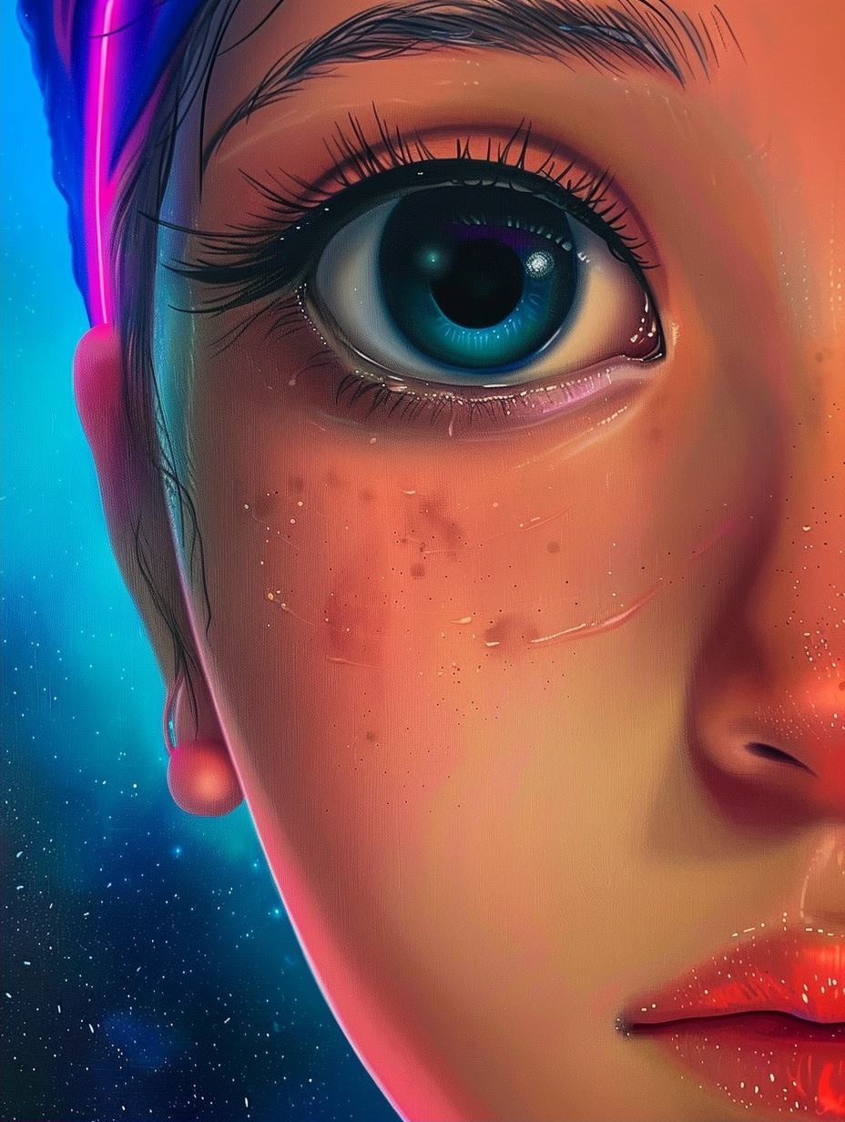 Neon Cybernetic Dream Portrait
