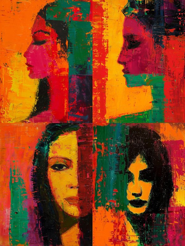 Vibrant Abstract Portrait in Crimson