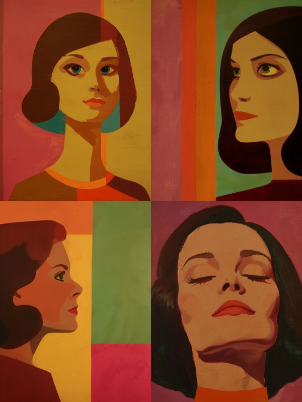 Geometric Mid-Century Modern Portrait