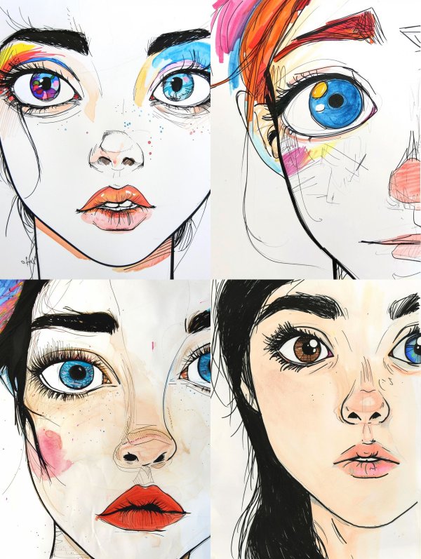 Prismatic Ink Portrait