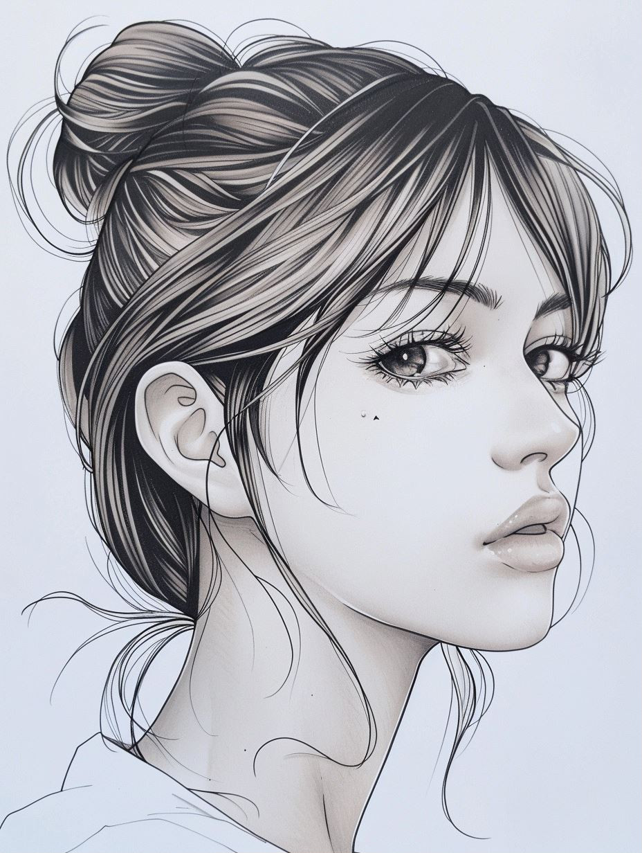 Elegant Monochrome Ink Portrait