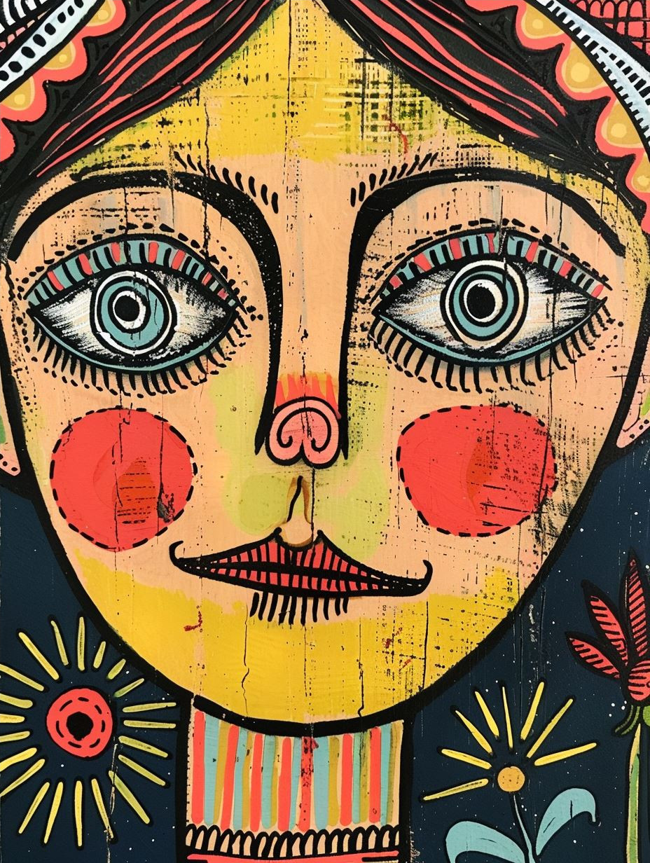 Bohemian Folk Art Portrait - Image 4