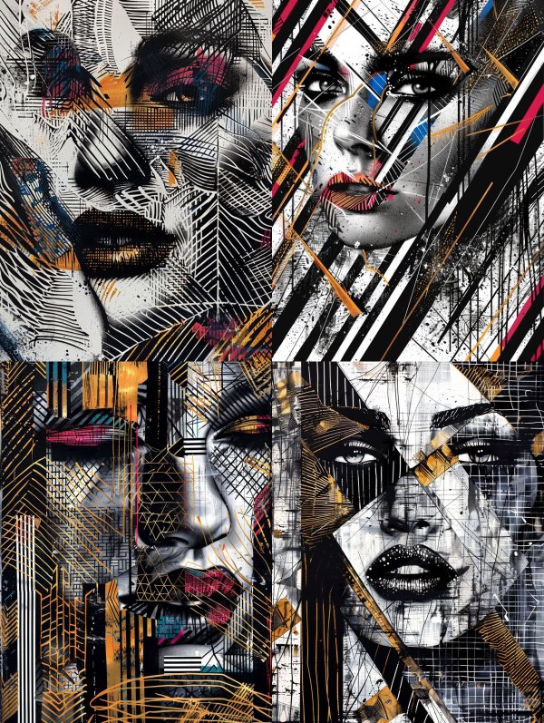 Fragmented Portraits in Abstract Lines