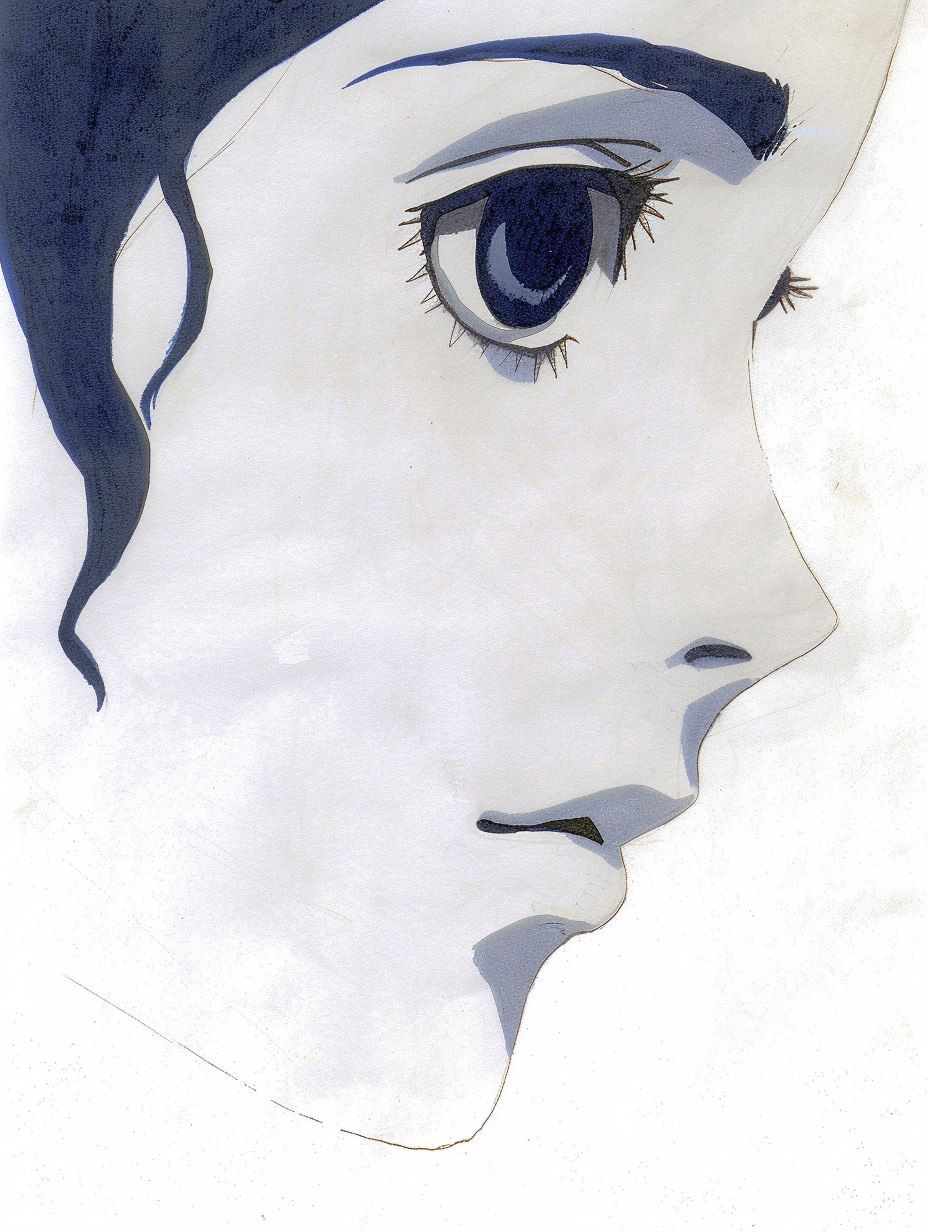 Ethereal Blue Watercolor Portrait