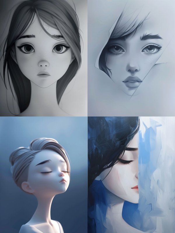 Melancholy Monochrome Digital Portrait