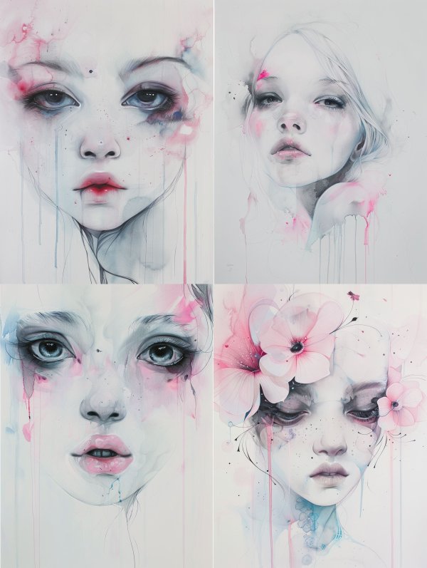 Ethereal Watercolor Portrait Study