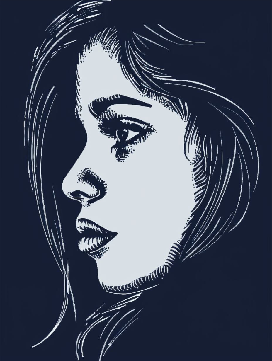 Azure Swirls Portrait Art
