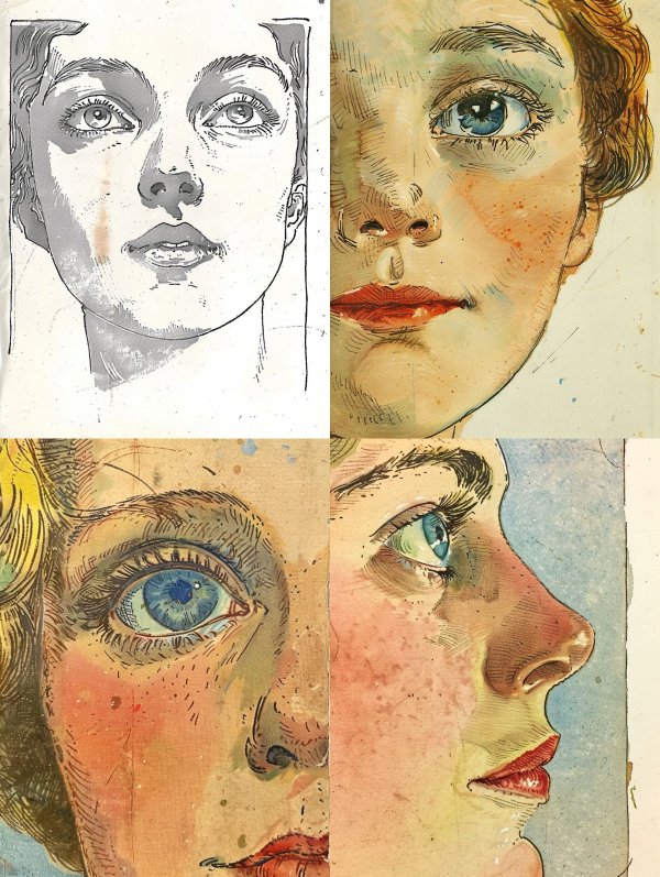 Melancholic Ink Portrait Study
