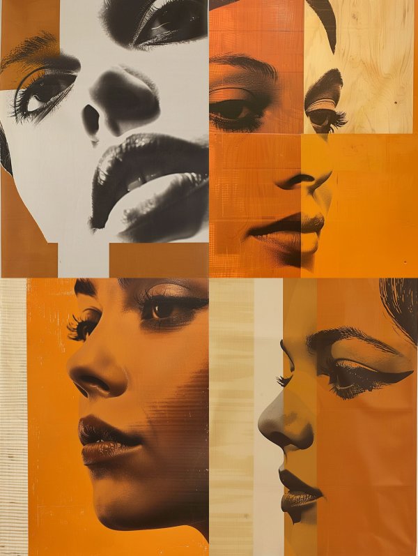 Abstract Ochre Portrait Collage