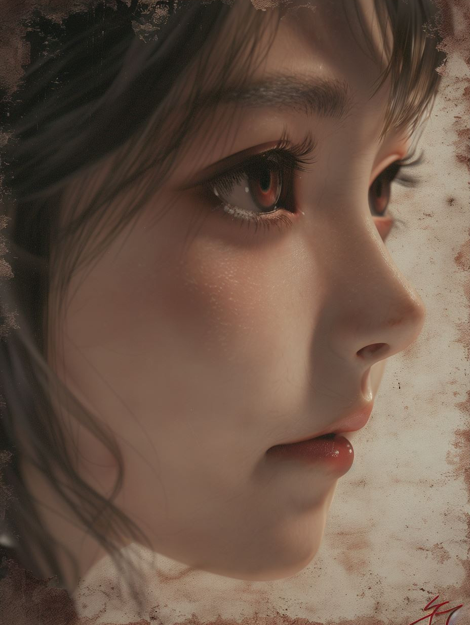 Ethereal Gaze in Crimson Silk