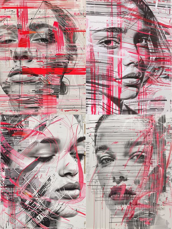 Crimson Glitch Portrait
