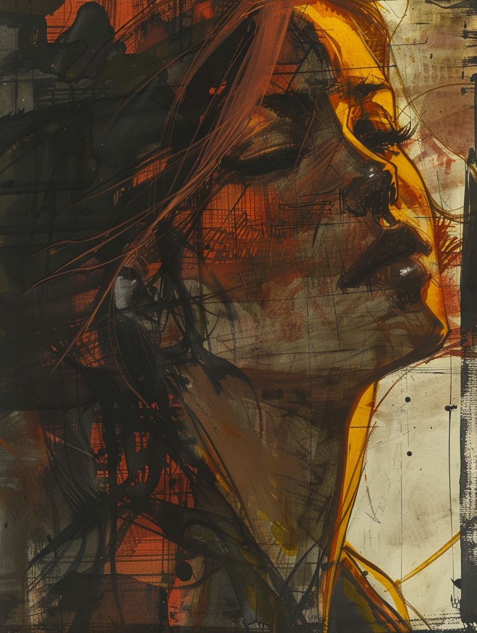 Fragmented Soul in Amber Glow
