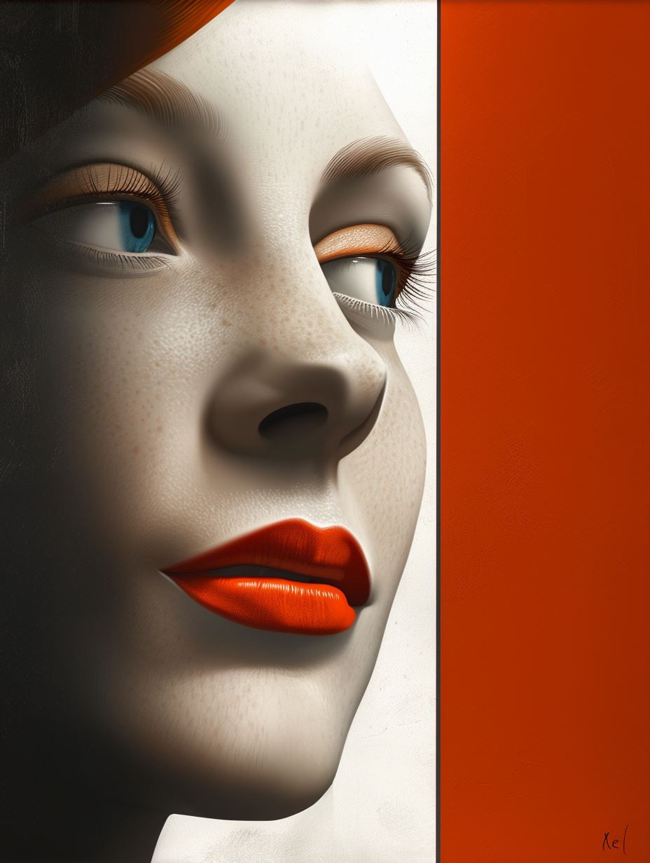 Surrealist Crimson Contrast Portrait