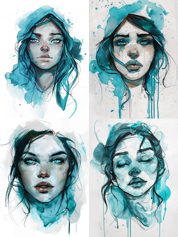 Azure Watercolor Muse