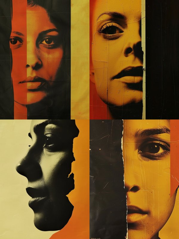 Fragmented Gaze in Amber Tones