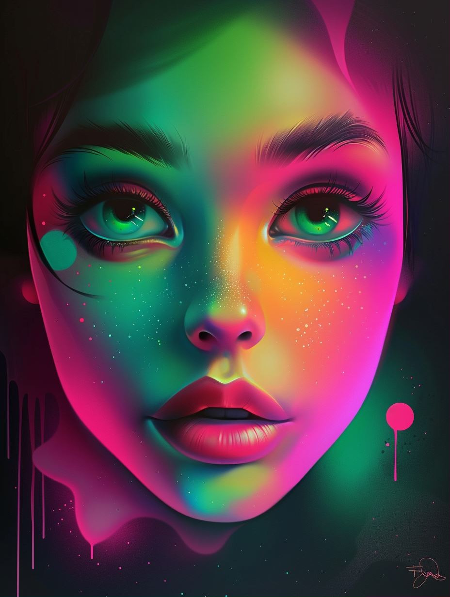 Neon Prism Ethereal Portrait
