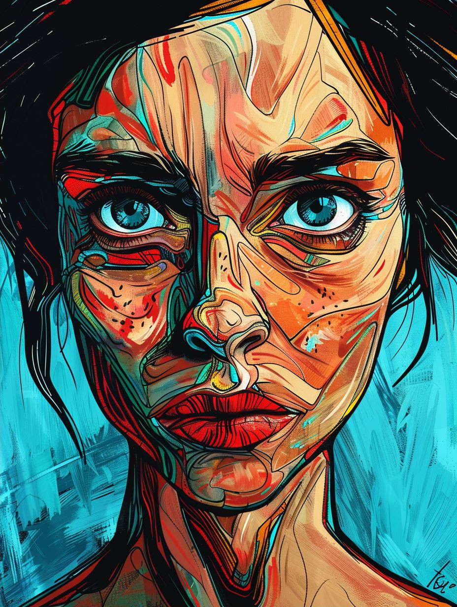 Vibrant Expressionist Portrait Study