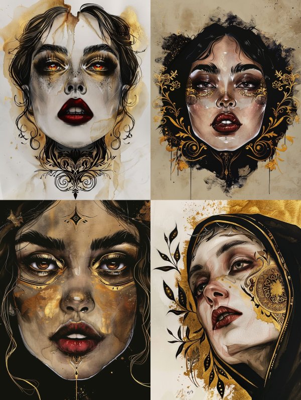 Gilded Shadows Ethereal Portrait