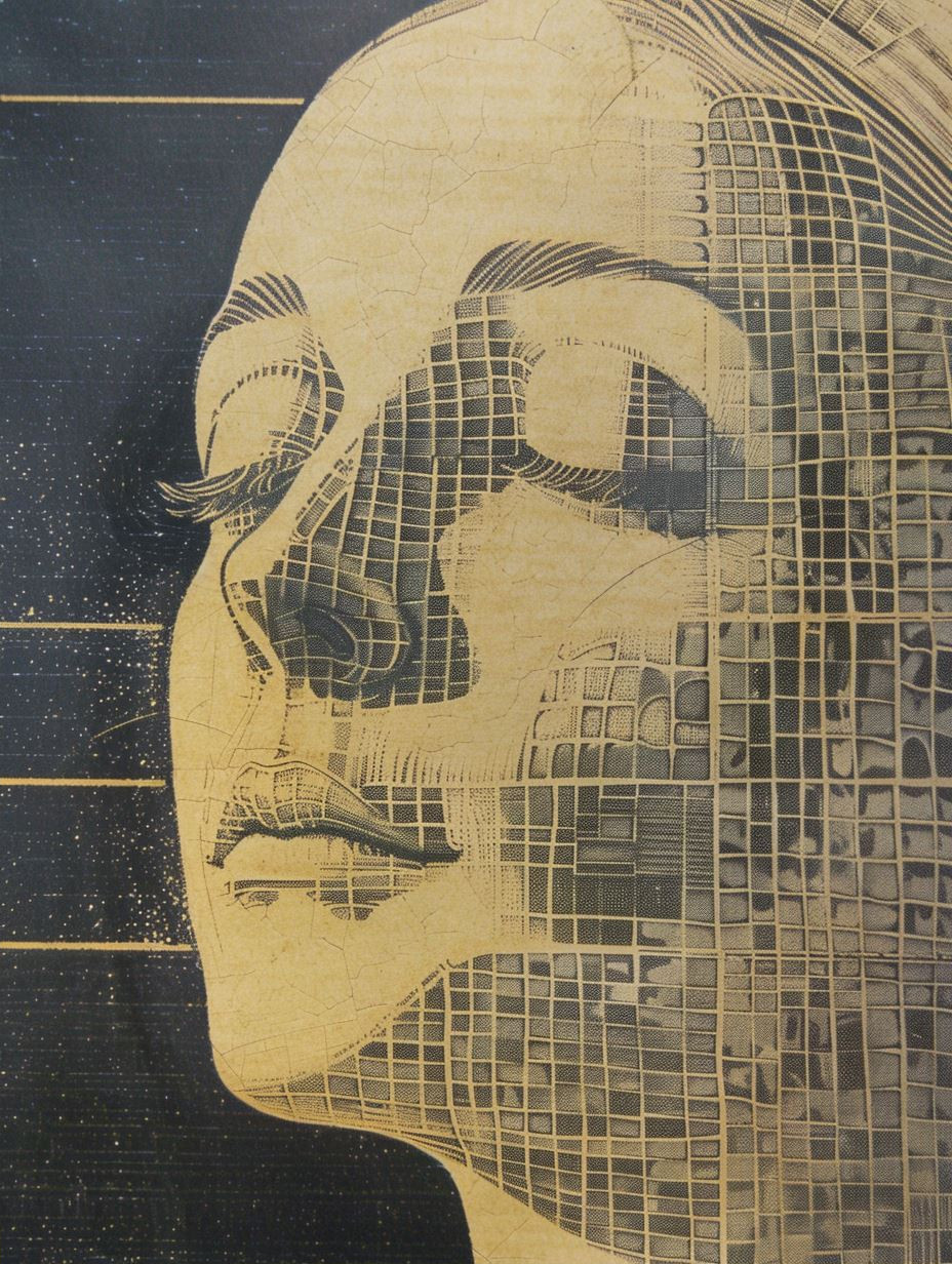 Celestial Profile in Golden Ink
