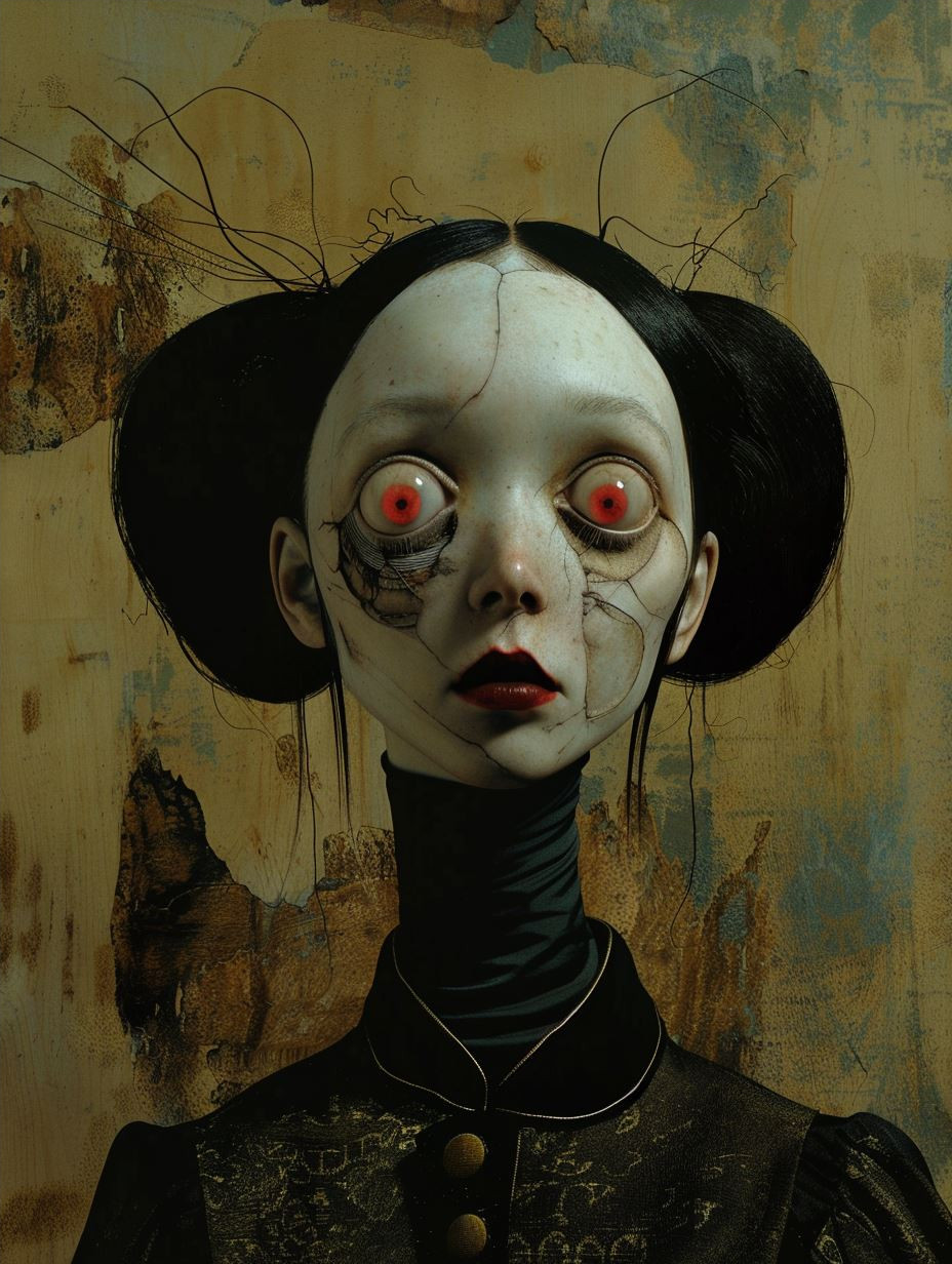 Haunting Gaze of Gothic Sorrow