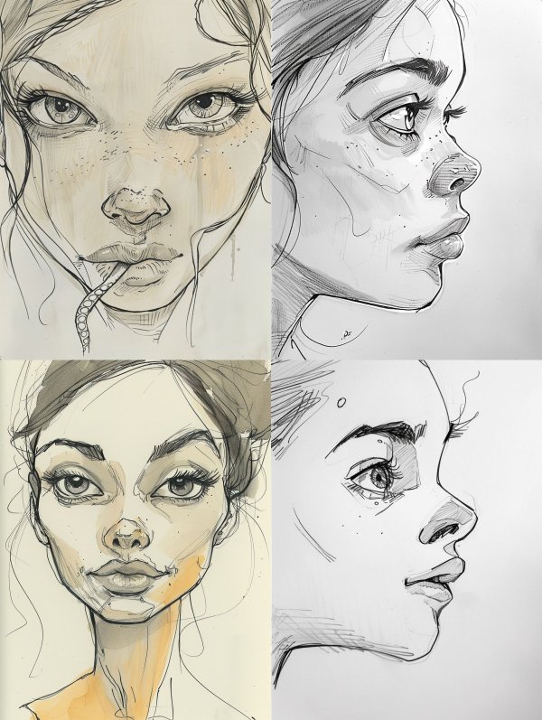 Ethereal Ink and Wash Portrait