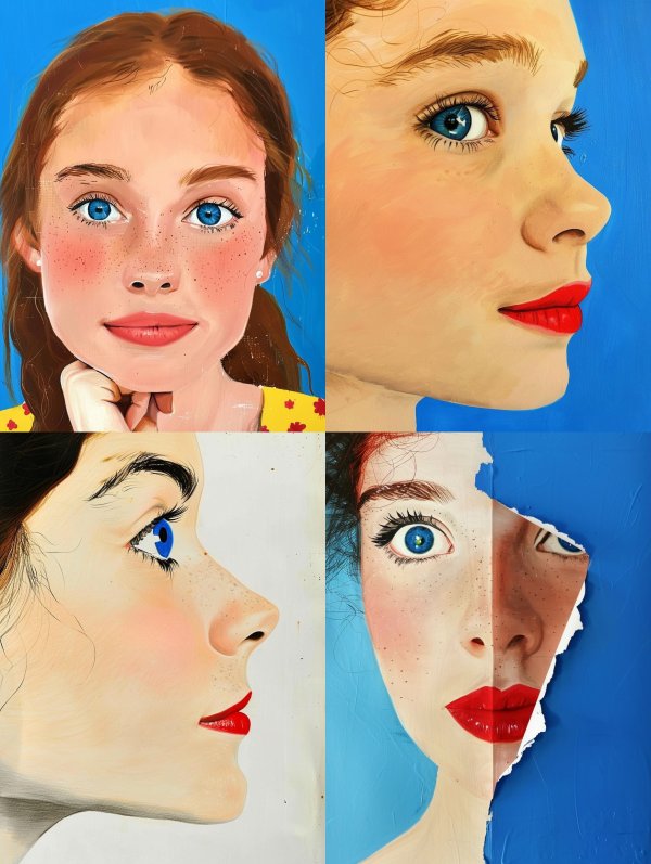 Vintage Collage of Feminine Gazes