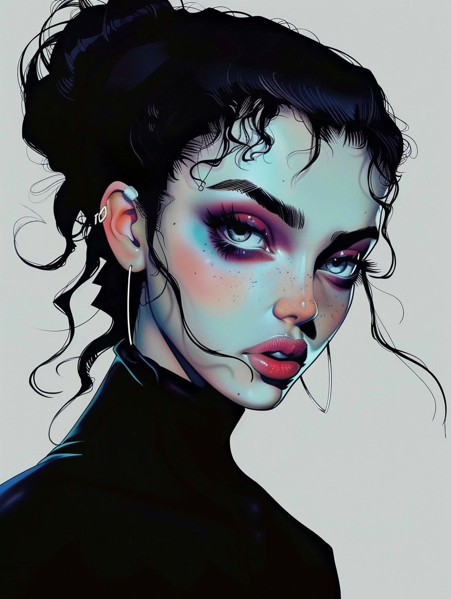 Neon Noir Cyberpunk Portrait