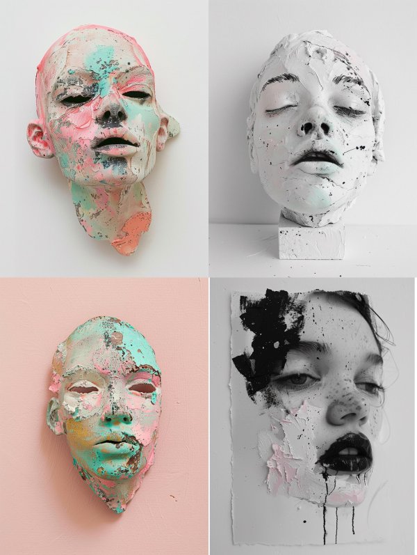 Fragmented Pastel Sculptural Mask
