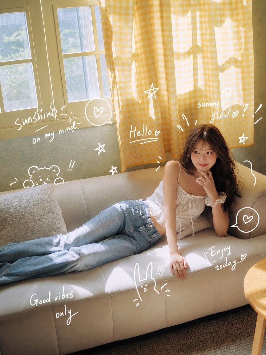 Summer Glow: Playful Girl with Tomatoes and Doodles - alternate