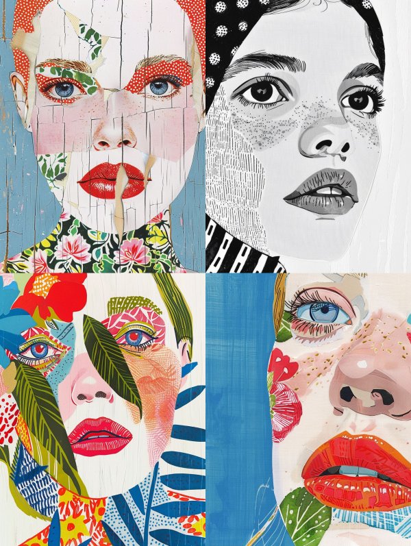 Abstract Mixed Media Portrait Collage