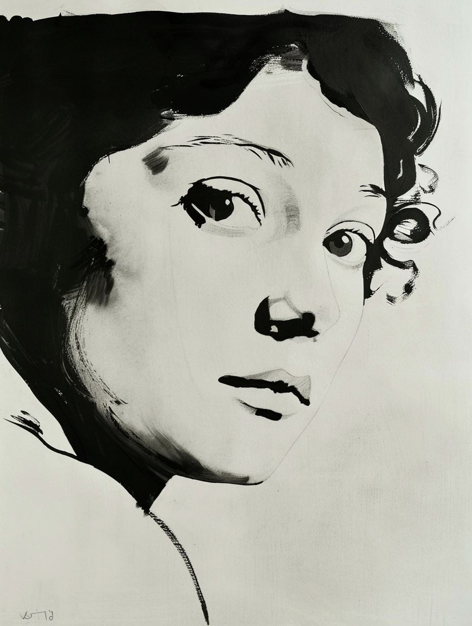 Dramatic Ink Portrait Study