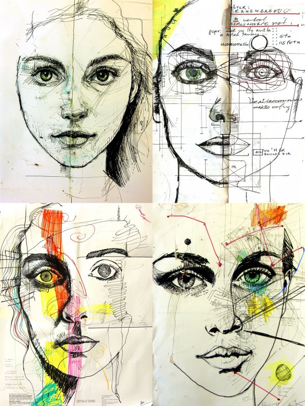 Fragmented Soul Ink Sketch