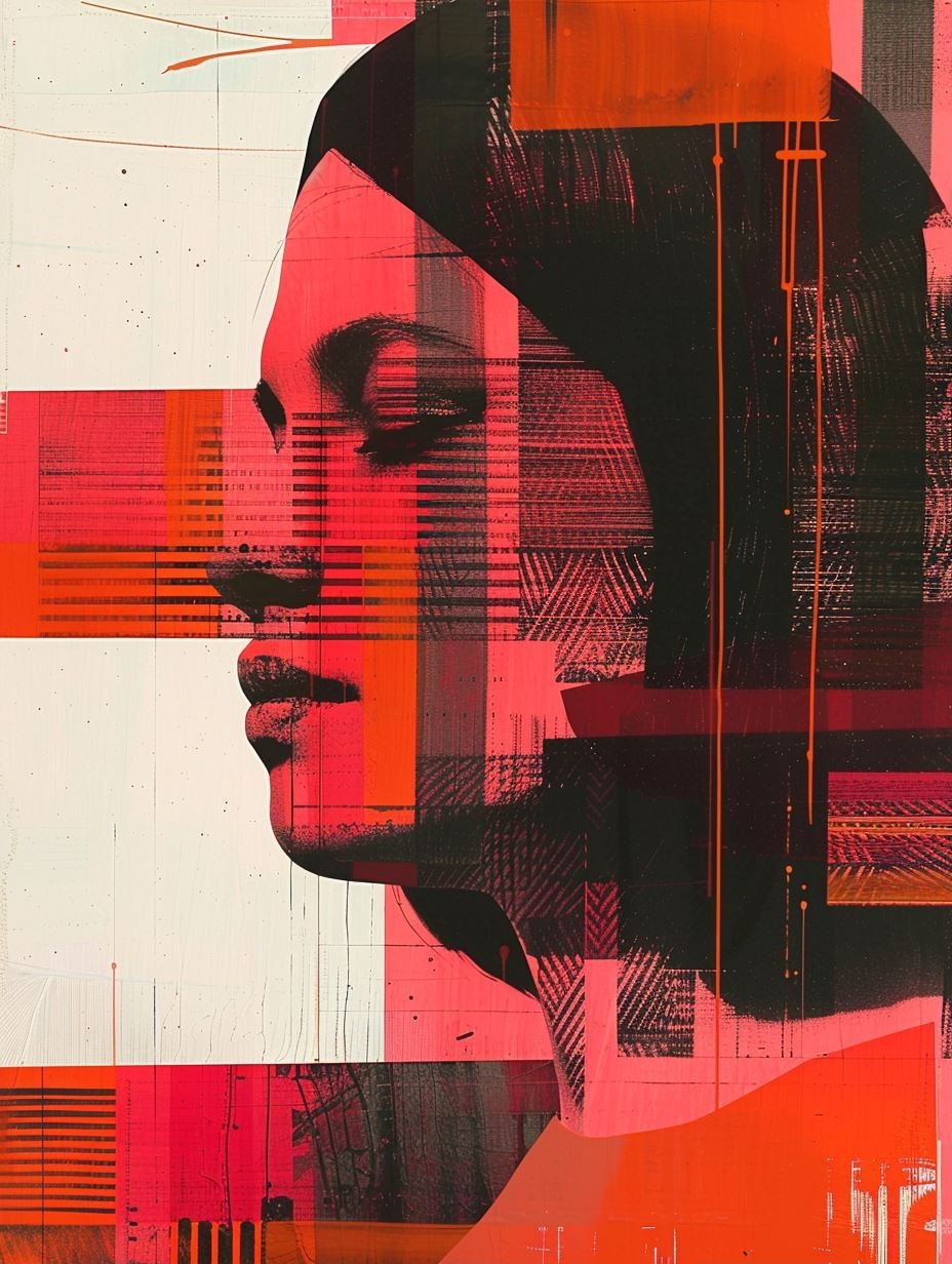 Crimson Glitch Portrait - Image 1