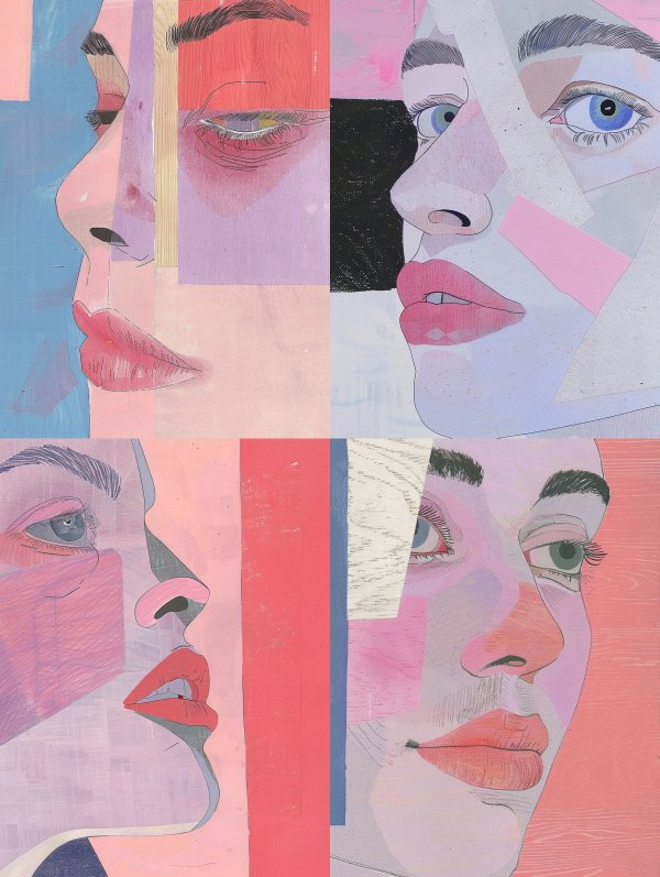 Fragmented Pastel Portrait Study