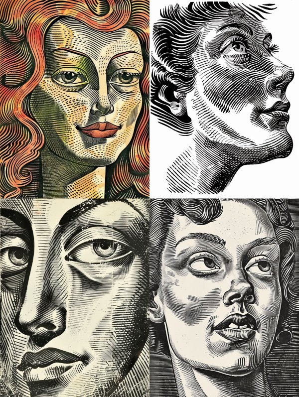 Vintage Engraved Psychedelic Portrait