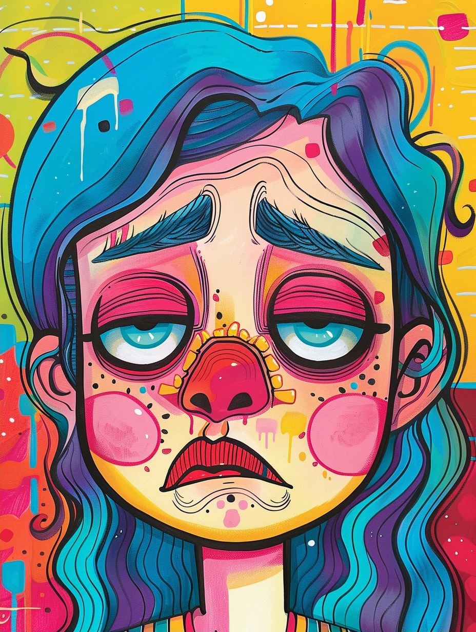 Vibrant Whimsical Pop Art Portrait