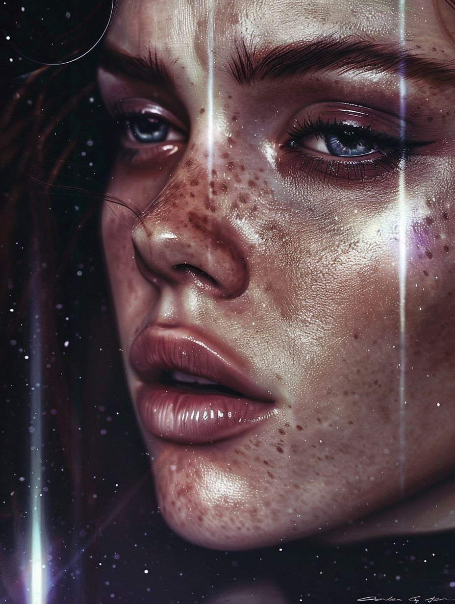 Ethereal Neon Dew Portrait