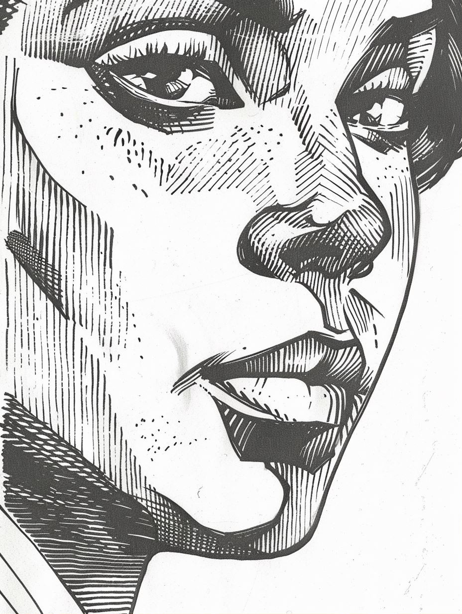 Bold Ink Hatching Portrait Study
