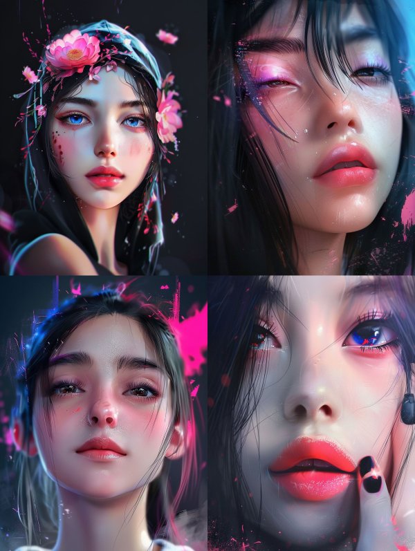 Ethereal Neon Floral Portraits