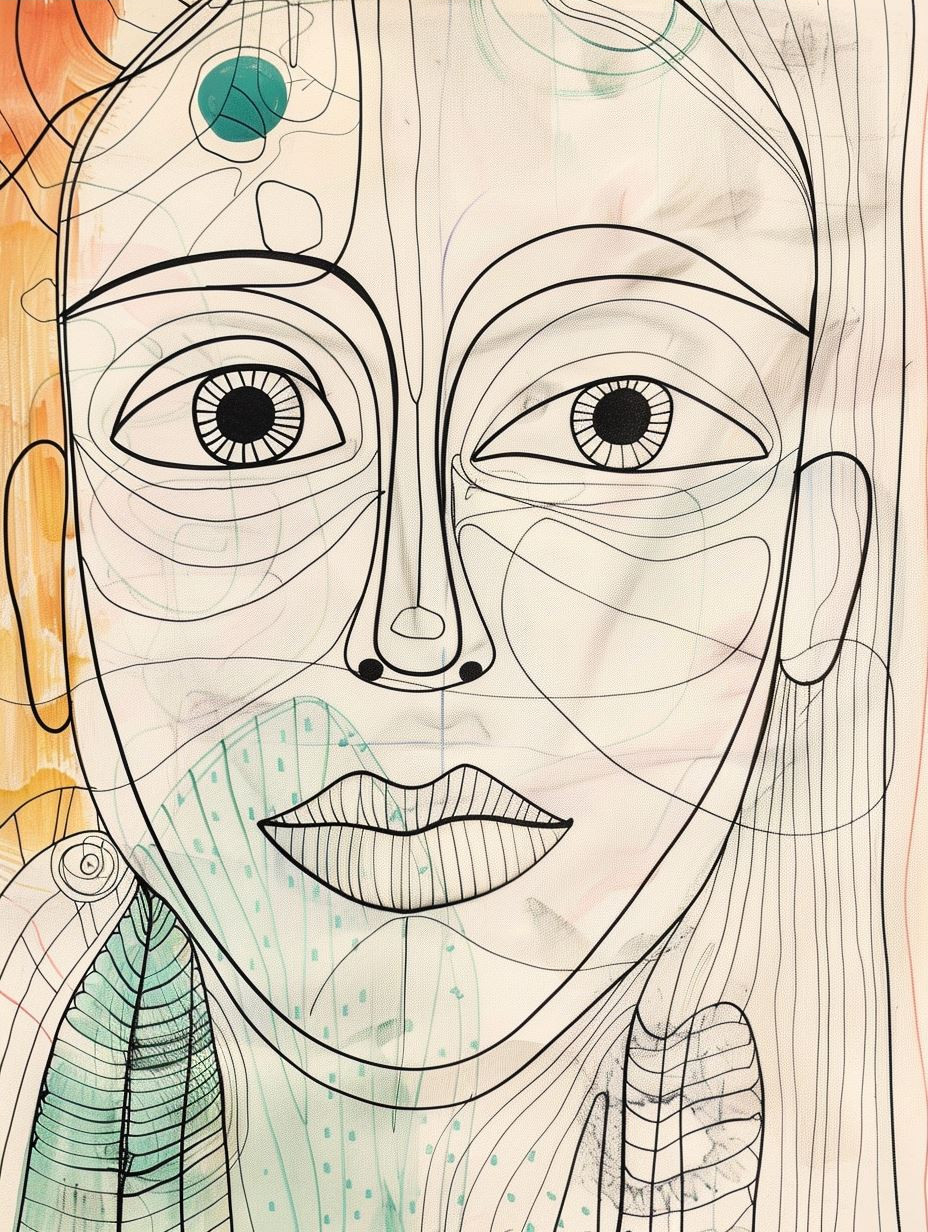 Fragmented Soul in Vibrant Lines