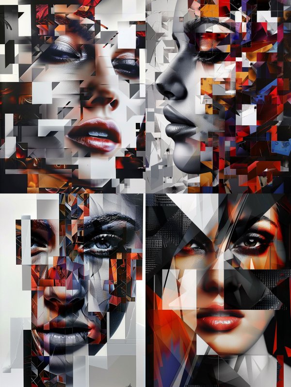 Fragmented Crimson Elegance
