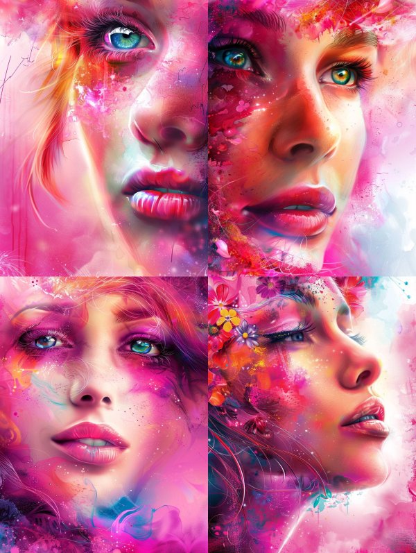 Neon Watercolor Ethereal Portrait