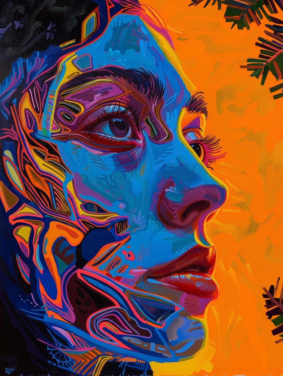 Neon Psychedelic Portrait Fusion