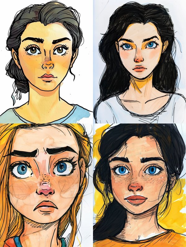 Ink and Watercolor Portrait