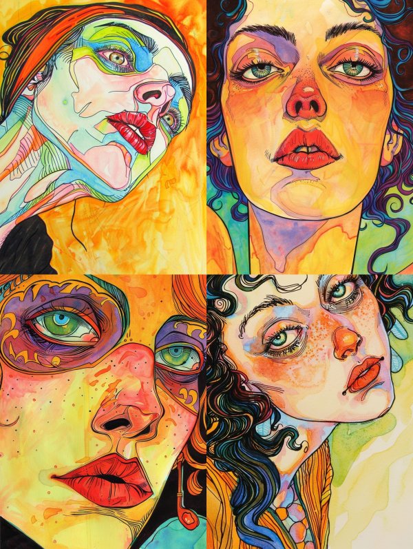 Vibrant Surrealist Portrait Studies