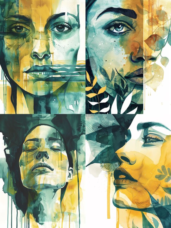 Ethereal Teal and Gold Portrait