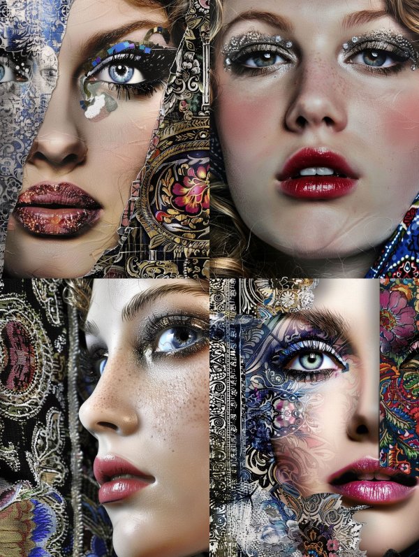 Fragmented Elegance Mixed Media Portrait