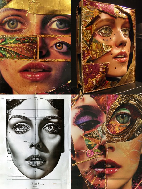Fragmented Gilded Portrait Collage